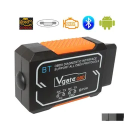 診断ツールVGATE OBD2 CAR ELM327 BLUETOOTH V1.5 ELM 327 V 1.5 OBD 2 IIインターフェイスAndroid/iOS PIC18F2480 DROP DELIV DHUH4