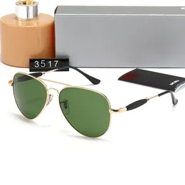 Brand Sunglasses Women Men Classic vintage stopowa rama Temperowana szklana szklana soczewki skórzany rękaw stóp Gafas de Sol 3517