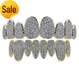New Arrival Hip Hop Iced Out Bling Teeth Grillz Set Top Bottom Grillz Dental Mouth Punk Teeth Cosplay Party Rapper Jewelry
