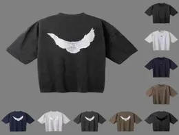 Designer Kanyes Classic Wests T-shirt Trois Parties Joint Colombe De La Paix Imprimé Eau De Lavage Manches Courtes High Street Hommes Et Femmes8842913