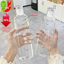 750 ml stor kapacitet glas vattenflaska med tidsmarkörskydd för vattendryck transparent mjölksaft enkel kopp födelsedagspresent