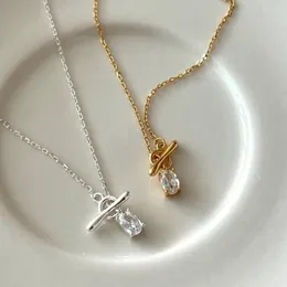 Цепочки Kinel 925 Серебряное серебряное серебро сертифицированное геометрическое ожерелье циркония для женщин 18 тыс. Золото.