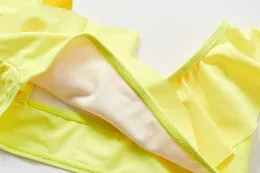 Bademode Neu 2022 5-14Y Rüschenstil Zweiteiliger gelber Blumenmädchen-Badeanzug für Kinder P230602