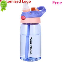 Bottiglie d'acqua per bambini fai-da-te Portatile 480ML Tazza per bere in plastica per la sicurezza all'aperto personalizzata per il regalo di nascita Personalizza gratuitamente i nomi