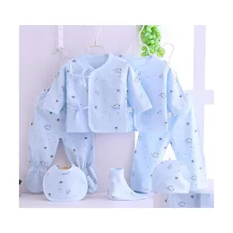 Kläder sätter 7st födda babykläder 0 Summer Cartoon Print Girls Present Set Cotton Boys Spring Kid OutfitClothing Drop Delivery Kids DHVBR