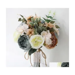 Декоративные цветы венки свадебная подружка невесты с бруткой, держащая букет, искусственный цветочный винтажный деревенский стиль кружев