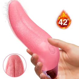 Vibrators simuleringstunga slickar dildo g spot klitoris stimulator sexleksaker för kvinnor laddningsbara kvinnlig onani 230509