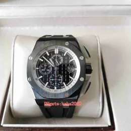 Super Mens Watches 26402CE.OO.A002CA.02 26402 Black 44mm 15720 Cal.3126 크로노 그래프 Sapphire 고무 스트랩 투명 자동 기계 남성 시계 손목 시계