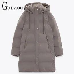 Garaouy in pelle 2022 Giacca invernale da donna spessa calda con cappuccio Parka cappotto lungo femminile casual solido antivento maniche lunghe Aggiungi capispalla in cotone