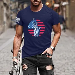 Мужские рубашки Mens Summer Independence Day Fashion Casual Print Print Rush