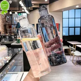 500/750 ml PC plastsport Vattenflaska stor kapacitet flaskan läckage med tidsskala kreativa drycker för sommarsport