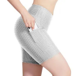 Laufshorts Damen Hip-Lifting Jacquard Bubble Damen Fünf-Punkte-Hose Fitness Pilates Home Gym Bekleidung Seitentaschen Outdoor