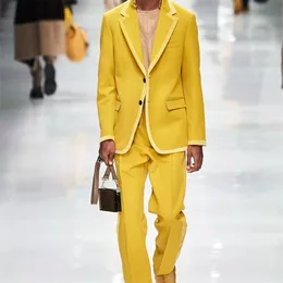 Herrdräkter blazers gula kostymer för män blazer sätter smal passform pant design senast i blazer och jacka bröllopsklänning formella tillfällen kläder 230509