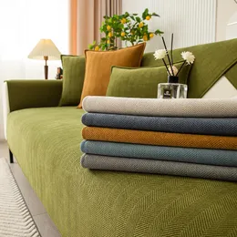 Stuhlhussen Moderne Luxus verdicken Streifen Sofabezug Vier Jahreszeiten Handtuch weiche glatte Sitzkissen für Wohnzimmer Anti-Rutsch-Couch