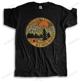 Men s T Shirts Kaus I Hate People Camping Love Retro Hiking Lucu Musim Panas Nyaman Uniseks Print Digital Atasan Katun 100 230509