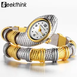 Нарученные часы geekthink bling wantone fashion brand Quartz Watch Bracelet Women Ladies Smake Plore Bangle Бриллиантовое орнамент