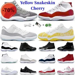 Sandals With Box Jumpman 11 11s Yellow Snakeskin Basketball Shoes Low Cement Grey Cherry Midnight Navy Cool Grey Cap and Gown DMP Concord Bred Men Women Trainers Sport