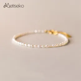 Chain Metiseko Mini Natural Pearl Bracelet 925 Sterling Silver Tiny Freshwater Sweet Elegant for Girls and Women 230508