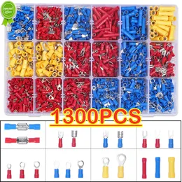 New 1300/480/140Pcs Assorted Spade Terminals Insulated Cable Connector Electrical Wire Crimp Butt Ring Fork Set Ring Lugs Rolled Kit