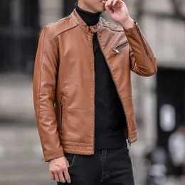Мужские куртки модное платье костюм Mens Jackets Lyfel Business Leather Jackets Men Pu Blazers Корейский стиль стройный кожаный пальто 230509