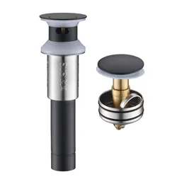 Sink Drain Stopper Bathroom 1.75 In, Pop-Up Drain Stainless Steel With Overflow Anti-Clogging,black