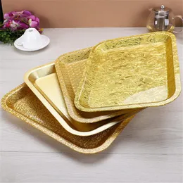 Организация Акриловый золотой прямоугольный пластиковый гостиничный тарелка KTV Поднос для хранения японских закусок Поднос для сервировки блюд Золотой поднос для украшения