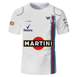 2023 moda f1 f1 camiseta masculina Fórmula 1 Equipe 3D Impresso Williams Summer Summer Loose Crew pescoço respirável top de tamanho curto de manga curta