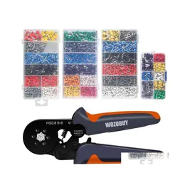 Set di utensili manuali professionali Wozobuy Cricchetto autoregolabile esagonale Ferre Crim Kit Crimper con 400/800/1200/1800/1900Pcs Wire Term Dhwc9