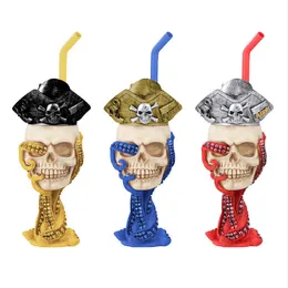 Hookahs drink cup Water Pipes skull shaped resin Dab Rig Oil Rigs herb bubbler silicone tube Mini Pipe bong