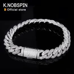 Chain Knobspin All Bracelet de Hip Hop Cuban para homens 6mm 8mm Diamante completo com GRA 925 Sterling Silver Teen Girls 230508