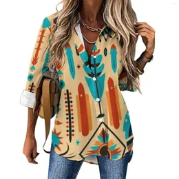 Kadın bluzları mizaç gevşek gömlek kadın moda yerli Aztek kabilesi baskı gotik kıyafetler kadın üst xs-8xl
