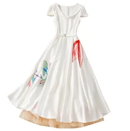 426 XXL 2023 Spring Flora Print Dress Crew Neck Sleeveless White Lapel Hal