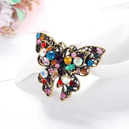 Broscher kristall strass färgglad fjäril för kvinnor elegant insekt brosch pin coat mode kostym smycken