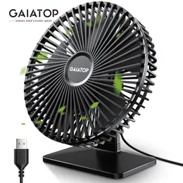 Fans Gaiatop Desk Fan Portable USB Fan 90 ° Justerbar kylfläkt Mute 4 -hastighetsjustering Ultra Quiet Lämplig för Home Desk Office
