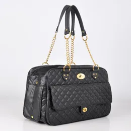 DHgate PB735 PU Leather Solid Black Breathable Dog Carrier Bag for Outdoor Travel Pet Supplies