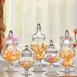 収納ボトルヨーロッパスタイルのガラスキャンディージャー透明な備品結婚式の装飾