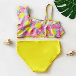 Bademode 3–10 Jahre alt, Rüschenstil, zweiteiliger Badeanzug für Mädchen, Kinder-Bikini-Set P230602