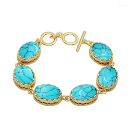 Charme-Armbänder 5 Farben-synthetisches Türkis-Armband für Frauen-Goldfarben-Art- und Weiseroter weißer blauer Stein-Armreif