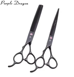 Left Hand Barber Scissors Set 55quot 6quot 7quot Purple Dragon JP Stainless 8001 Cutting Shears Thinning Hair Black 2202224017059