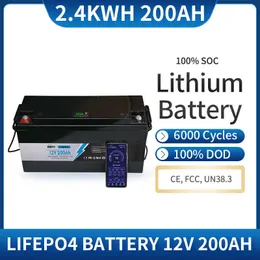 12V 200Ah Lifepo4 Built-in BMS Rechargeable Lithium Iron Phosphate Battery 6000 Cycles Perfect for Home Storage Solar System