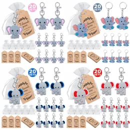 Party Favor A group of 20 babies welcome the party to give back gifts various colors baby elephant keychain transparent hard sandbag 230508