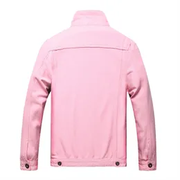 Herrenjacken Herren Rosa Jeansjacke Lässiger Button-Down-Jeansmantel Plus Size Klassische Taschen Baumwolloberbekleidung