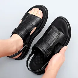 Sandals Topvivi Male Summer Shoes Outdoor Casual Cowhide Beach Genuine Leather Men Two Uses Men's sandals Slippers 230508