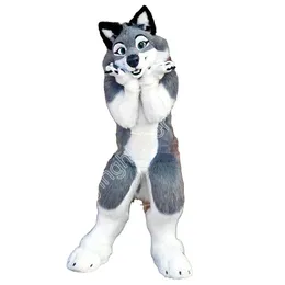 Ny vuxen grå hund varg räv Fursuit Mascot Costume Anpassa tecknad anime Temakaraktär Vuxenstorlek Julfödelsedräkt