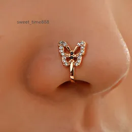 Hot Selling Gold butterfly Crown Nose Ring With High Quality Copper Zirconium Women Nose cuffs
