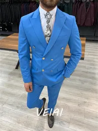 Męskie garnitury Blazers w stylu biznesowym męskie garnitury podwójnie pierś oblubieńca formalny impreza mąż maniaku 2 sztuki jacketpant traje de novio 230509