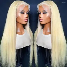 Inch Honey Blonde 613 Straight 13x4 Lace Front Human Hair Wigs Transparent Frontal Wig For Women Pre Plucked
