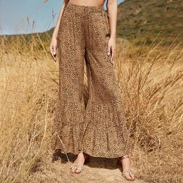 Pantaloni da donna Capris Spring Leopard Flare Women Casual Loose Wide Leg Pant Ladies 2023 Thin Trend Summer Pants