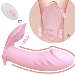 Vibrators Vibrator for Women Clitoris Stimulator Pink Silicone Remote Control Exotic Goods Adults Lesbian Wearable Dildo Sex Toy Female 230509