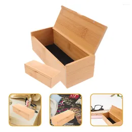 Presentförpackning 2 datorer bambu glasögon box ring smycken arrangör förvaring hantverk